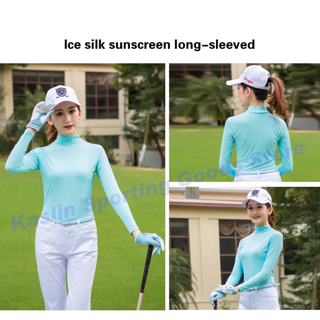 Áo Thun Lụa Lạnh Tay Dài Chống Nắng Chơi golf Dành Cho Nữ