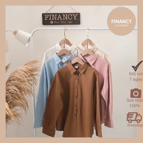 [Thanh lý] Áo sơ mi nữ tay dài form rộng kiểu Hàn Quốc màu trơn công sở đẹp FINANCY A02