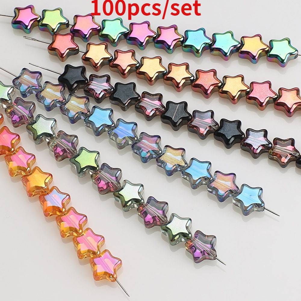 Bộ 100 Hạt Pha Lê Hình Ngôi Sao Năm Cánh Kích Thước 8mm