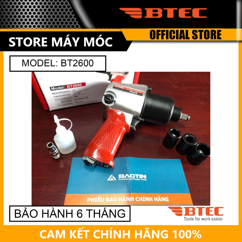 Máy vặn bu-long dùng khí nén 1/2" Btec BT2600 - HÀNG CHÍNH HÃNG