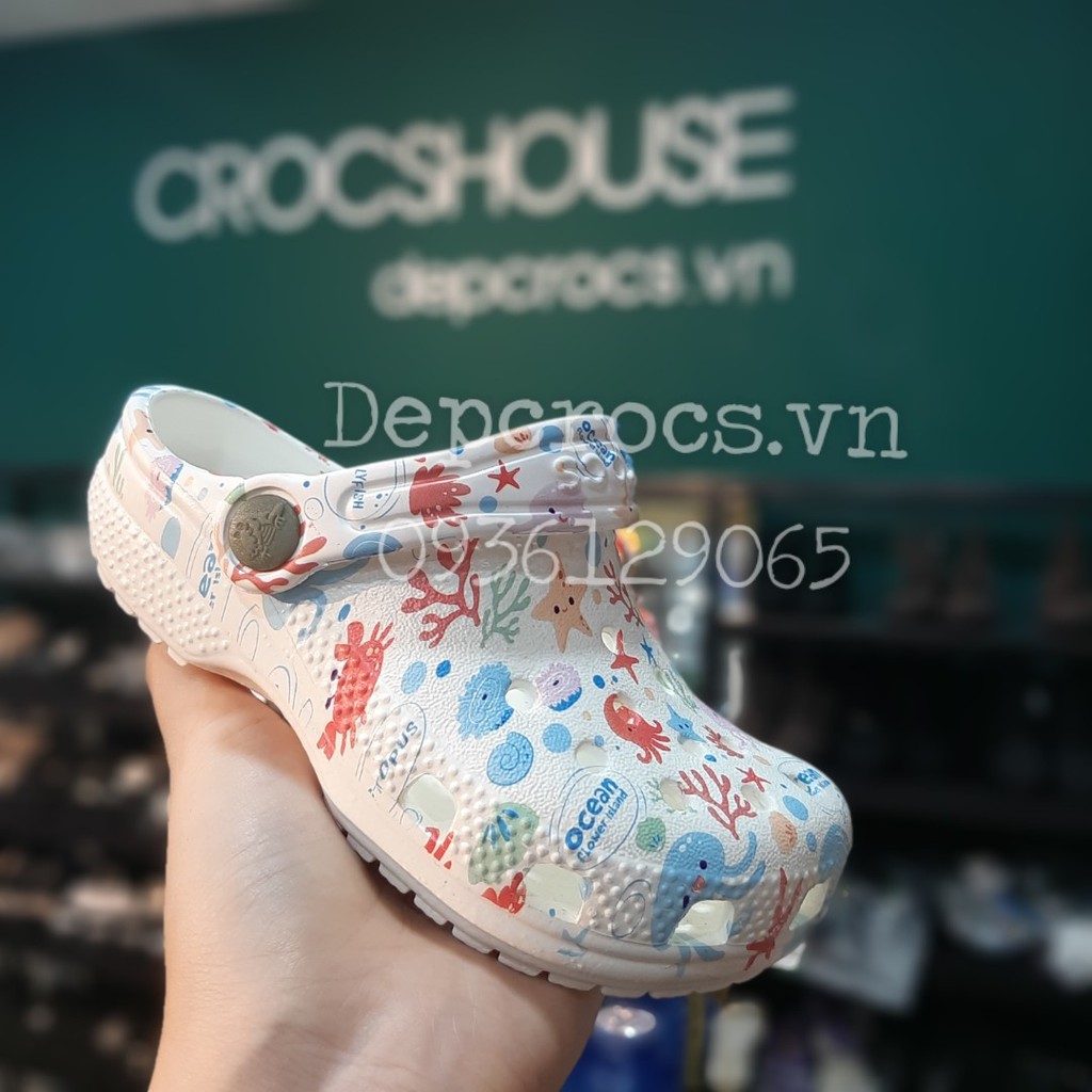 Dép sục crocs trẻ em chính hãng cờ Anh, dép crocs classic bé trai bé gái mickey tặng kèm jibbitz sticker - crocshouse