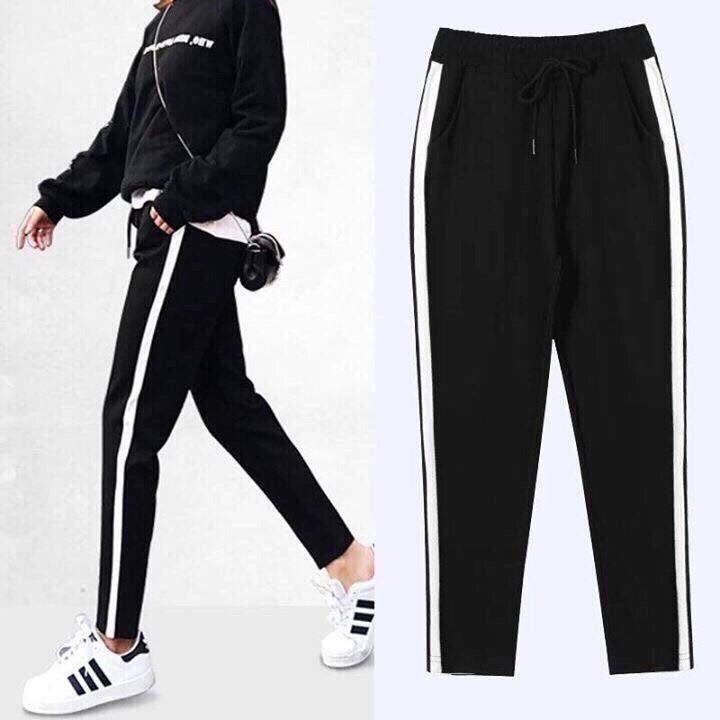 QUẦN BAGGY NỮ SỌC THỂ THAO GẤU SUÔNG CHẤT VẢI UMI HÀN DÀY DẶN CO GIÃN