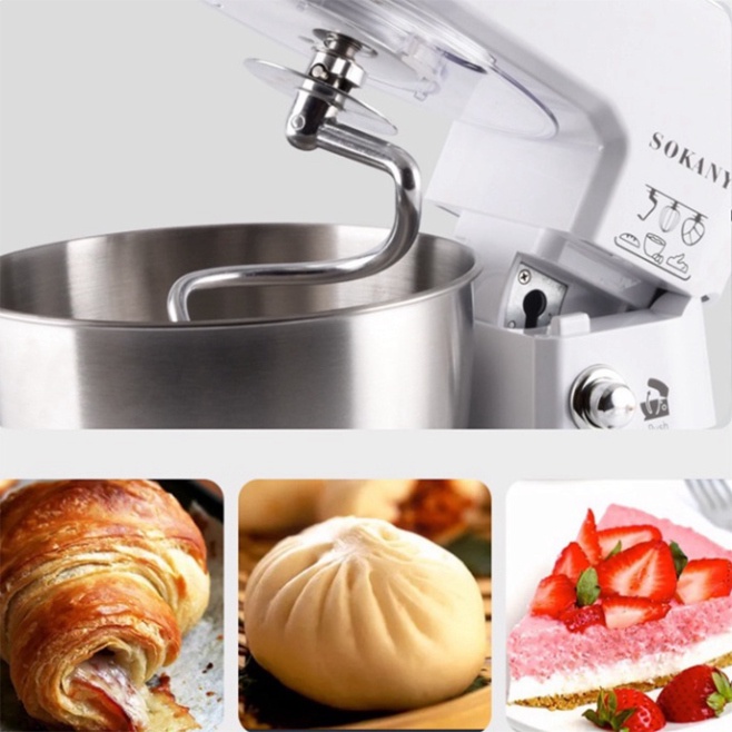 Máy nhào bột công nghiệp SOKANY 4L - 800W - Hàng cao cấp- Máy đánh trứng, trộn salad, nhột bột - Bảo hành 1 năm