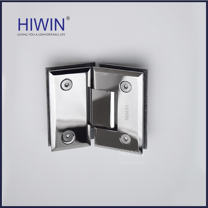 Bản lề phòng tắm kính 135 độ lệch cạnh vát chất liệu inox 304 mặt gương HIWIN HG-006 (dày 5mm)