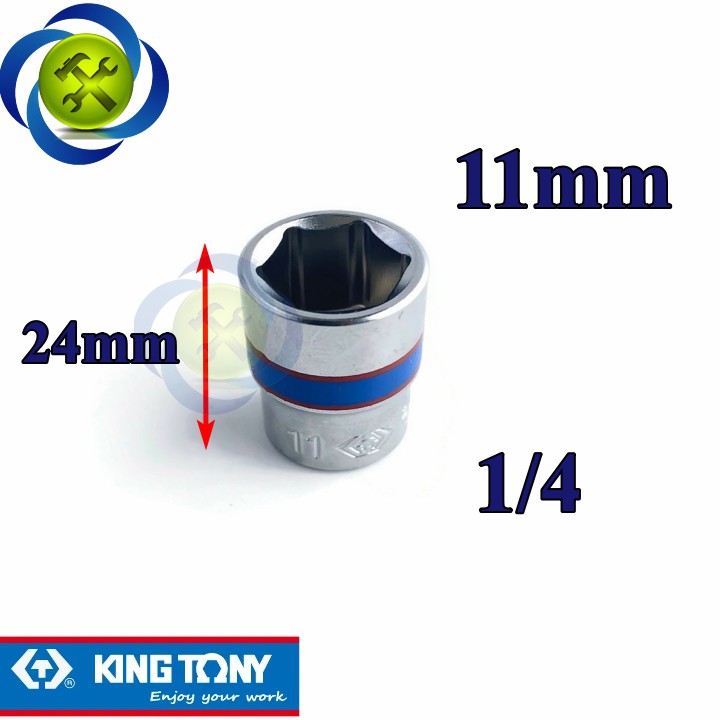 Tuýp trắng ngắn 11mm loai 1/4 Kingtony 233511M dài 24mm 6 cạnh