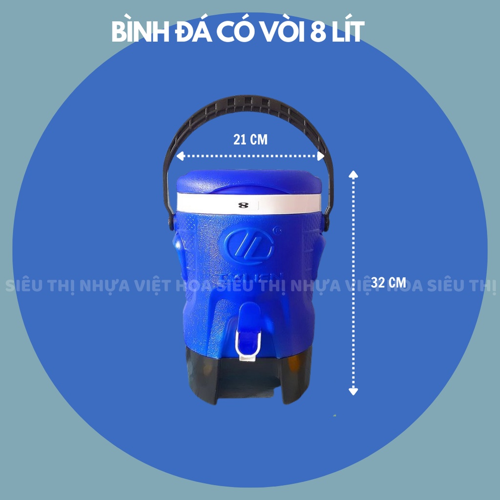 Bình đá tròn vòi, phích đá tròn có vòi, bình giữ nhiệt, bình đá super cooler Tý Liên