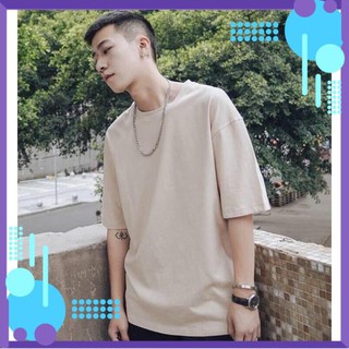 áo thun tay lỡ màu hồng dâu nam & nữ FOME RỘNG có chọn size, chất thun xịn 3al-04