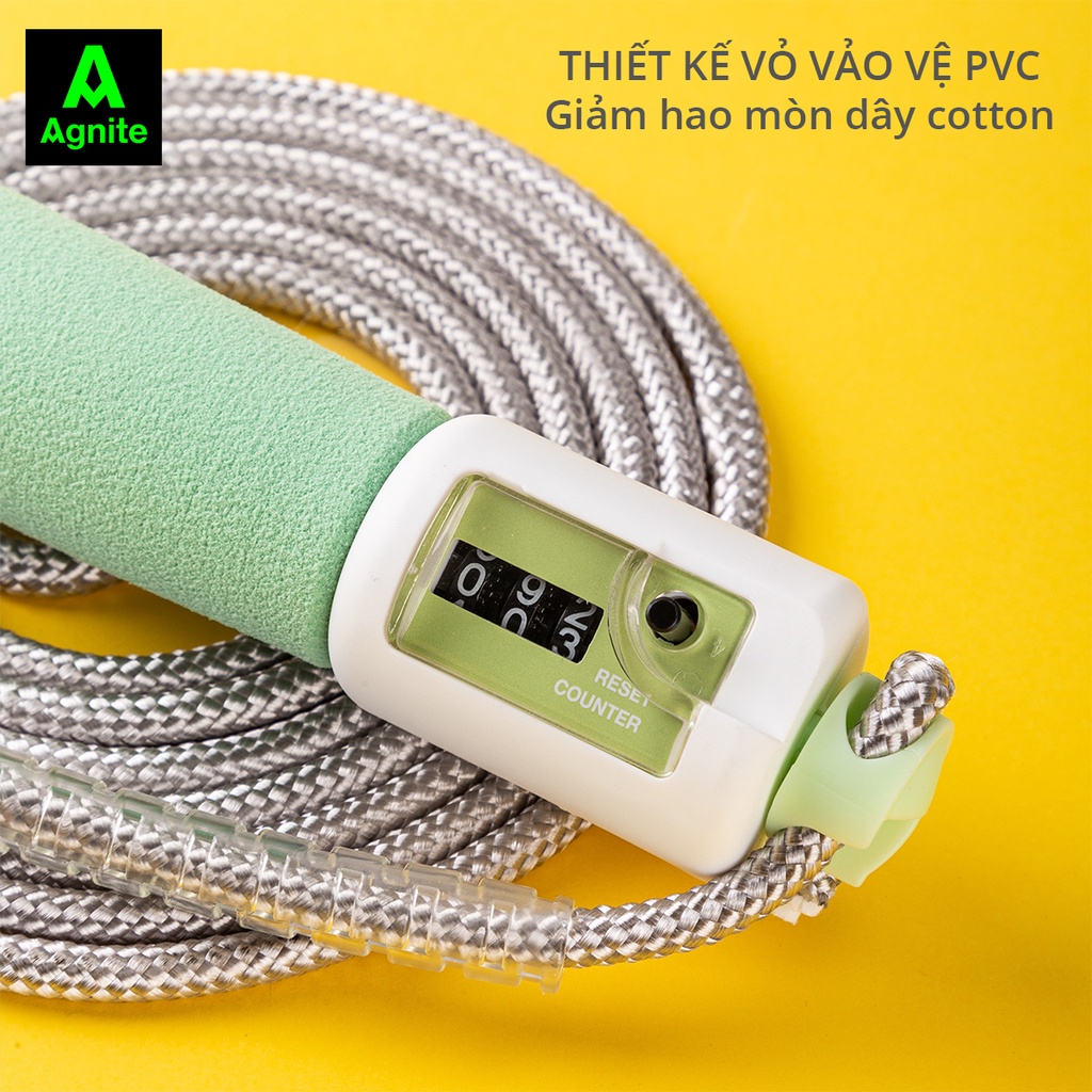 Dây nhảy thể dục lõi bông - đếm vòng tự động Agnite cao cấp, Tiêu chuẩn quốc tế - Tăng thể lực hỗ trợ giảm cân- F4111
