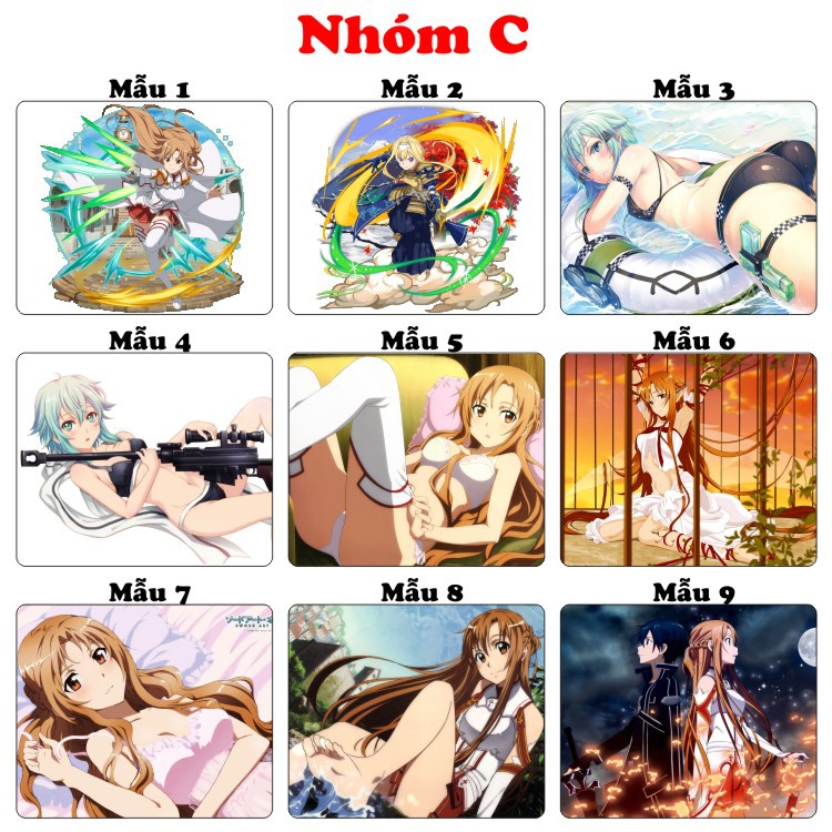 <27 mẫu>Lót chuột máy tính Anime SAO Sword Art Online cỡ bàn di chuột lớn 20x24cm chất liệu mouse pad cao su