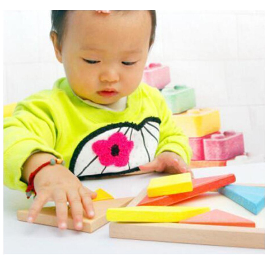 Bộ Đồ Chơi Lắp Ráp Bằng Gỗ Nhiều Màu Sắc Bộ giáo cụ Montessori