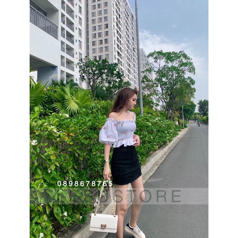ẢNH TỰ CHỤP Short váy jeans trơn | BigBuy360 - bigbuy360.vn