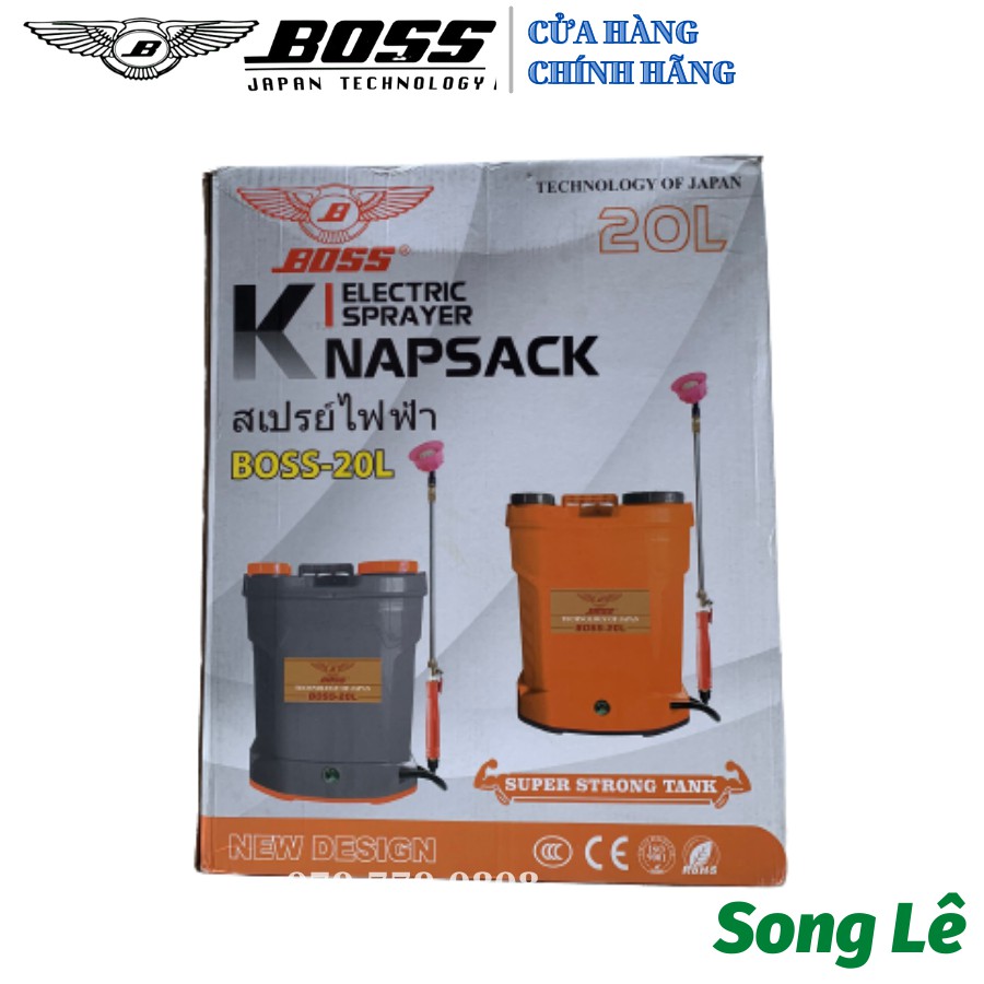 Bình Phun Thuốc Điện BOSS Nhật 20L - 1 Bơm - 12V/8Ah