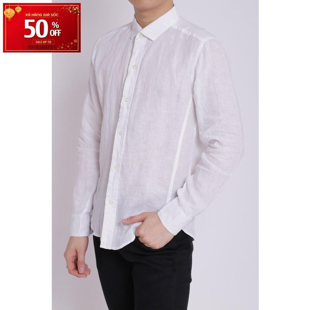 Áo sơ mi nam linen cao cấp dài tay cổ sơ mi boypro SBM003 (màu xanh trắng)