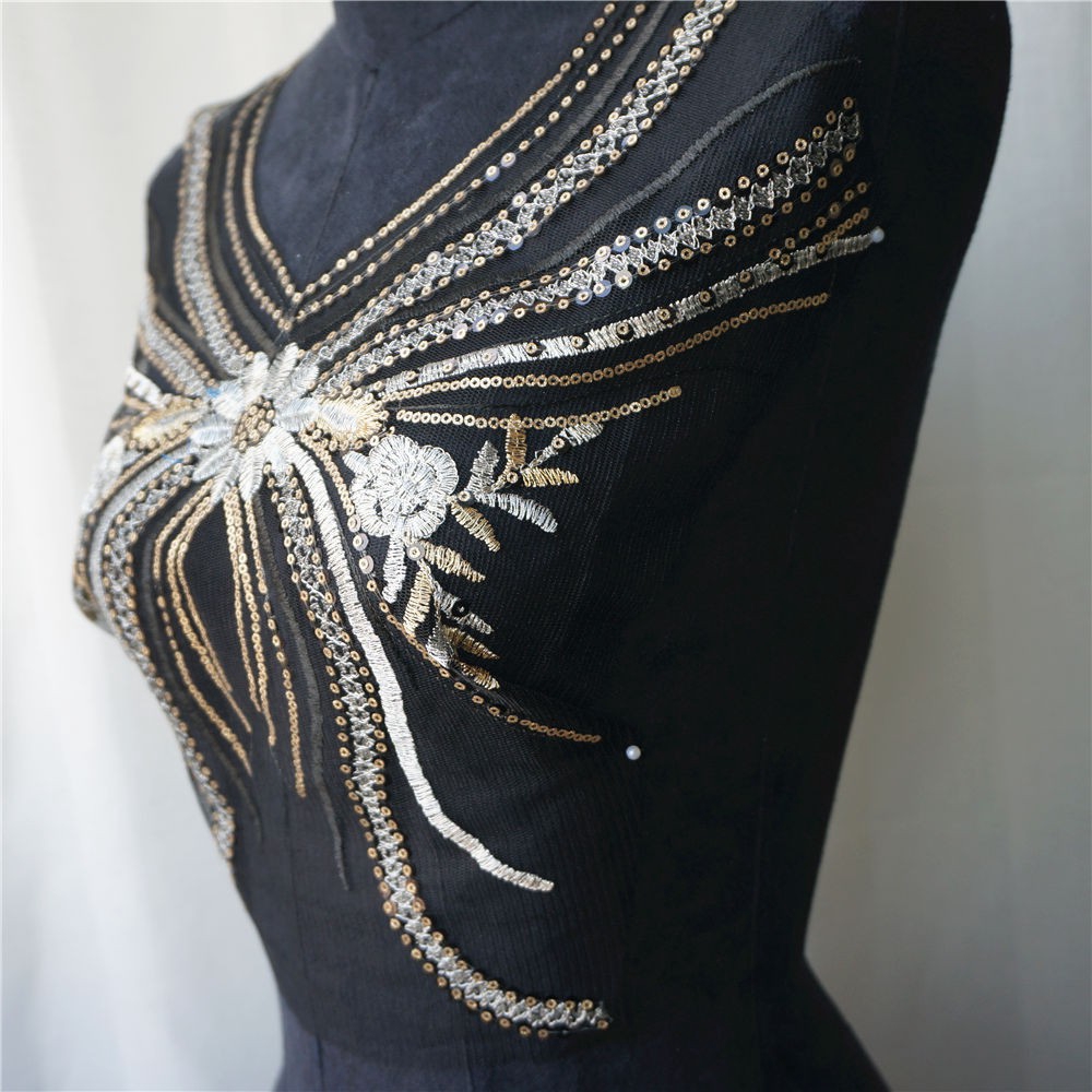 Vải Ren Thêu Hoa Đính Kim Sa Dùng May Váy Cưới diy