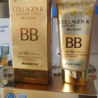 Kem nền trang điểm 3 trong 1 - mỹ phẩm Hàn Quốc chính hãng 3W Clinic Collagen & Luxury Gold BB Cream SPF50+ PA+++
