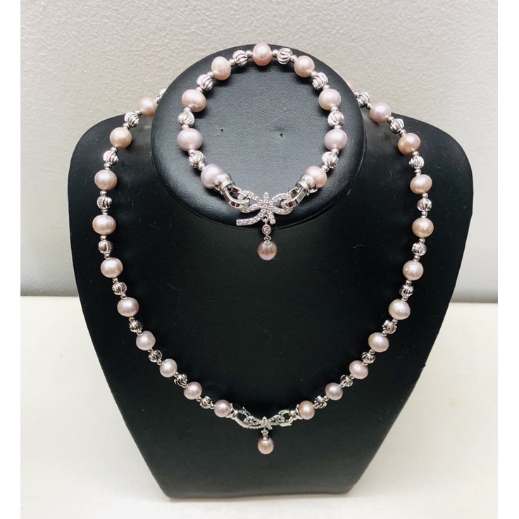 Bộ trang sức nơ hồng size 8ly