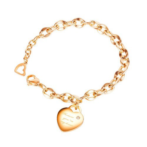 Lắc Tay Dây Xích Mặt Trái Tim Titan Ko Đen TT 3478