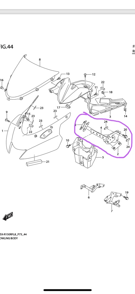 Bát sắt đỡ đầu đèn Gsx R 150/ Bát bắt chân kính gsx R