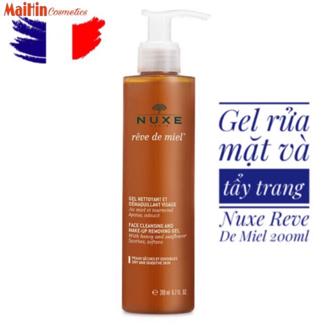 Gel rửa mặt và tẩy trang Nuxe Reve De Miel 200ml