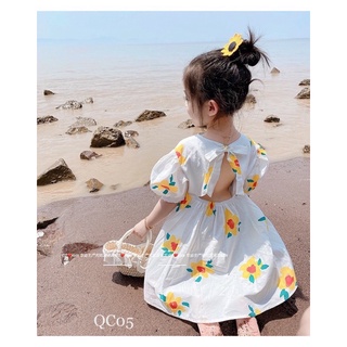 váy hoa vàng hở lưng
