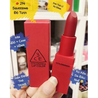 Son Thỏi Lì 3ce Red Recipe 214 Squeezing Đỏ Tươi