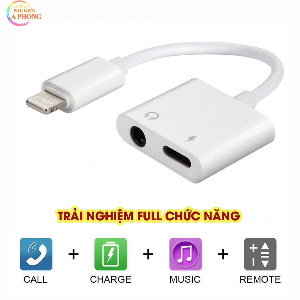 [Sỉ từ 5sp] Cáp chuyển đổi tai nghe iPhone Lightning - 3.5mm. Jack chuyển tai nghe 2in1 FULL CHỨC NĂNG kết nối Bluetooth