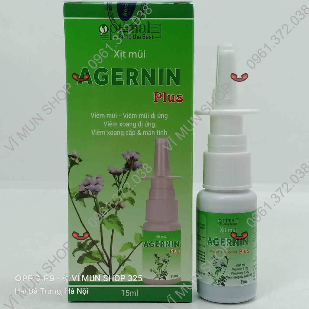 Xịt mũi AGERNIN Plus chai 15ml - Viêm mũi, viêm xoang