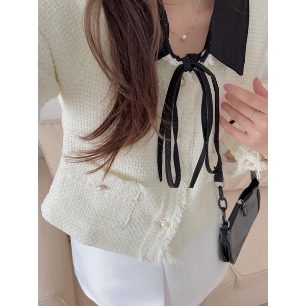 Áo khoác dạ 2 lớp mặc 2 kiểu tiểu thư siêu xinh