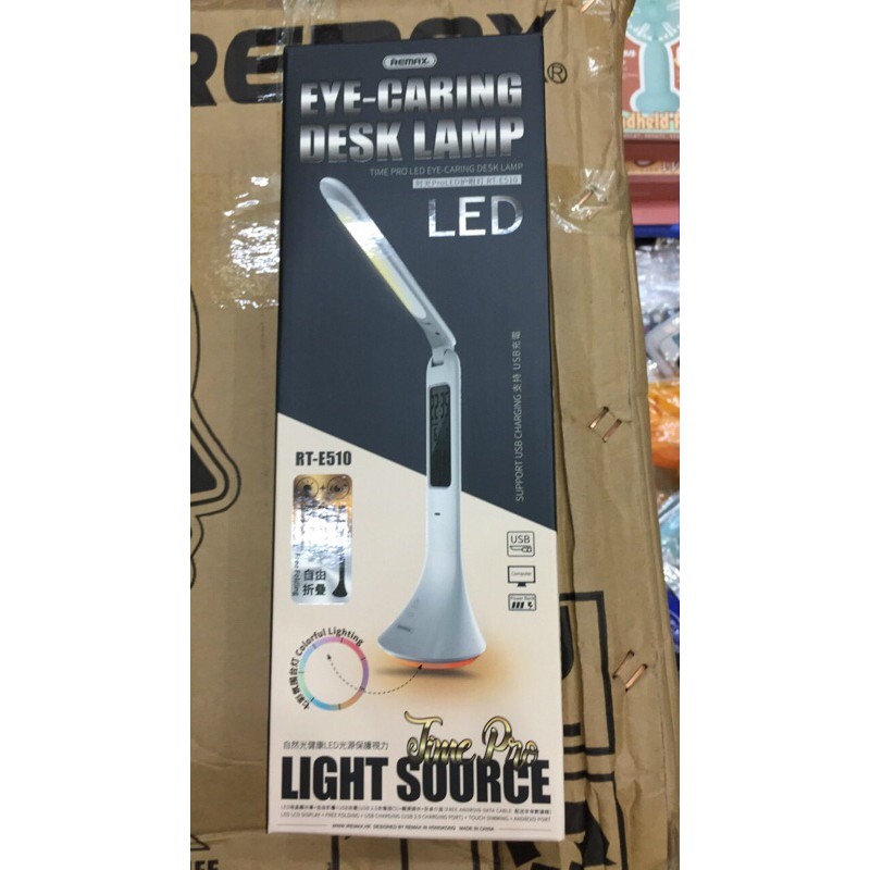 Đèn led remax E510 điều chỉnh độ gập ra vào 180 độ và xoay 360 độ có đồng hồ với đo nhiệt độ