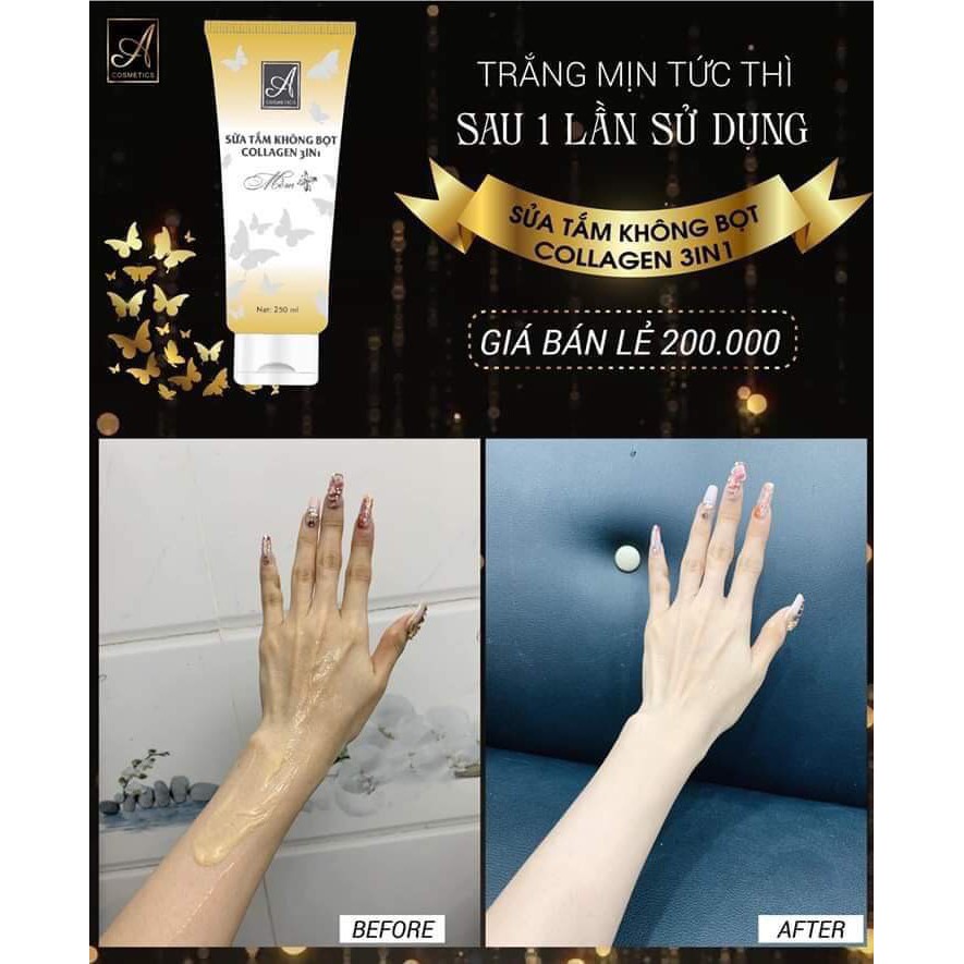 Sữa Tắm Trắng Da Không Bọt Collagen ACosmetics 250ml (Collagen A Cosmetics) Mỹ Phẩm Phương Anh ACosmetic | BigBuy360 - bigbuy360.vn