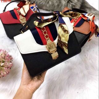 Túi đeo chéo gucci 3 sọc,túi đeo chéo 3 sọc kèm khăn, túi đeo chéo nữ kèm khăn, túi xách nữ thời trang