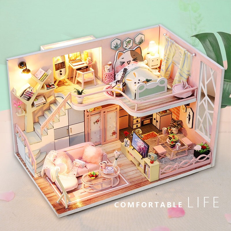 Mô hình lắp ráp nhà búp bê gỗ diy - Căn Phòng Mộng Mơ M026