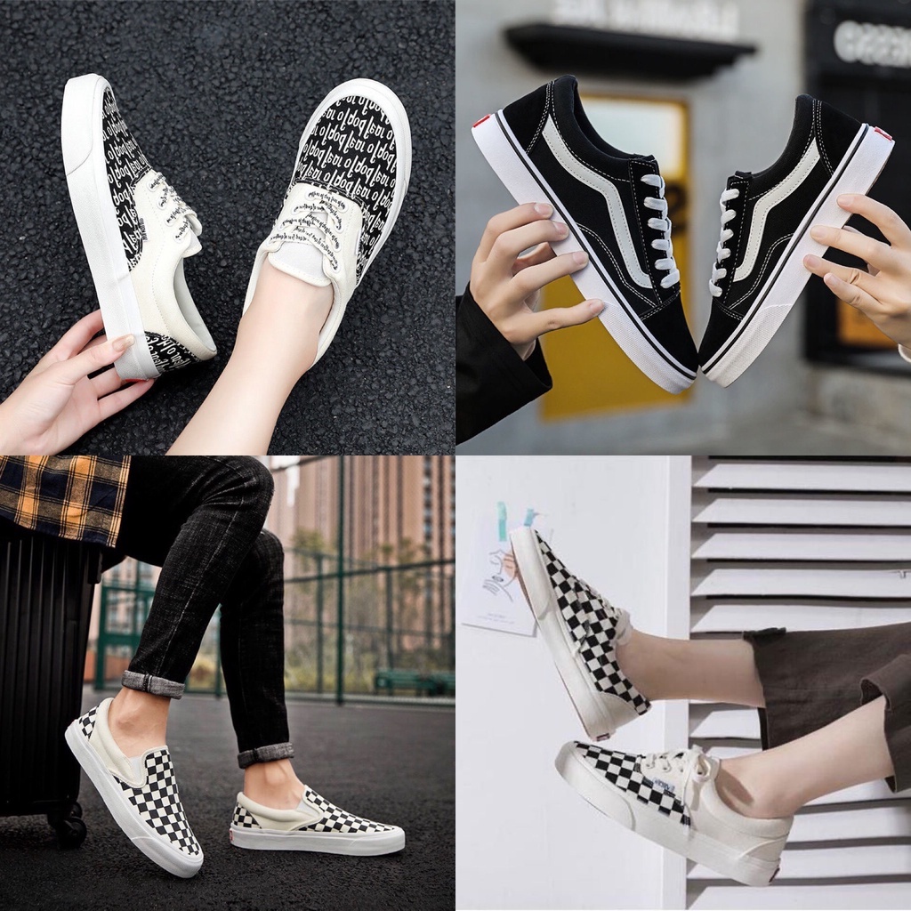 Giày Vans lười caro và Van đen vault chữ thể thao sneaker nam nữ các màu Hot trend