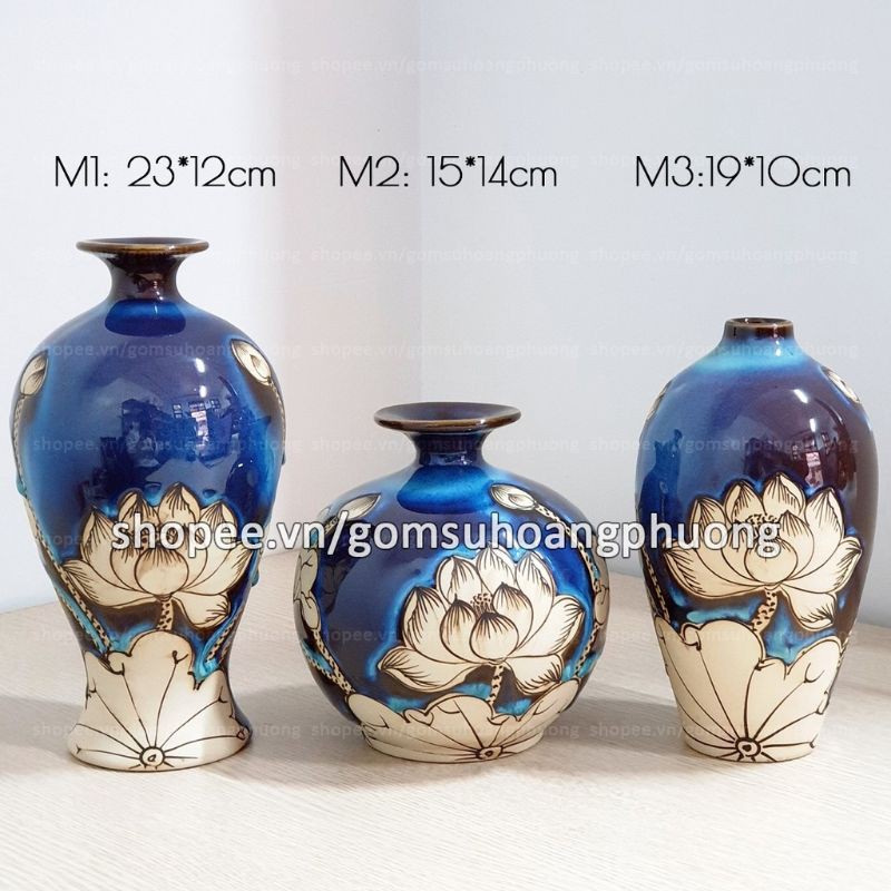 Bình hoa gốm sứ dáng hút lộc - Bát Tràng Vẽ Tay