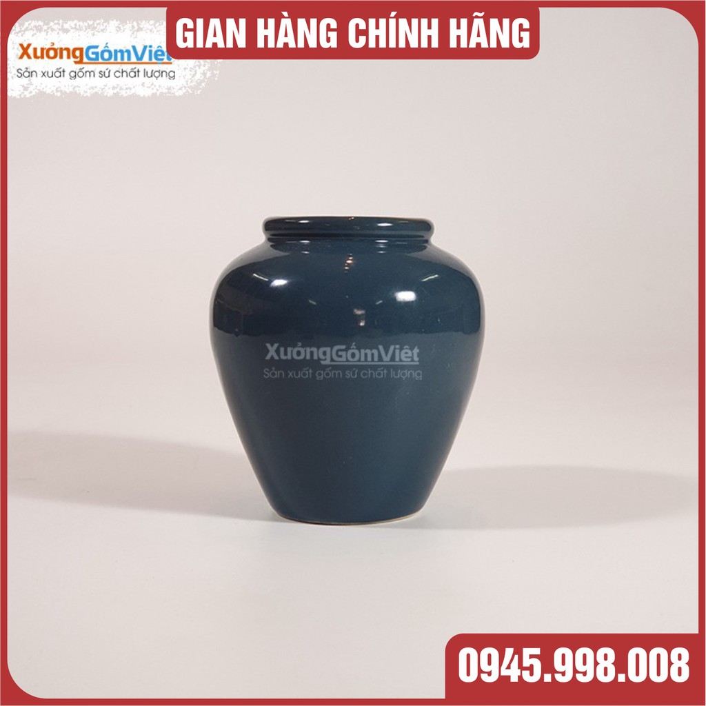 Lu uống bia kiểu mới - sáng tạo mới của gốm Bát Tràng-hàng vuốt tay dung tích 400ml - XANH COBAN - XƯỞNG GỐM VIỆT