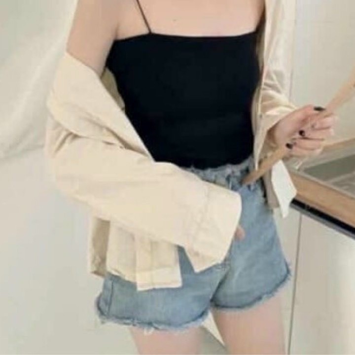 Áo hai dây tăm, áo 2 dây thun croptop ôm sợi bún 2day23