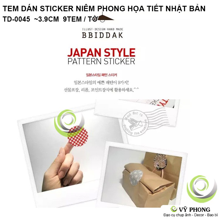 TEM DÁN STICKER DECAL DÁN TRÒN HỌA TIẾT NHẬT BẢN NIÊM PHONG TRANG TRÍ BAO BÌ HỘP QUÀ BÁNH KẸO TD-0045