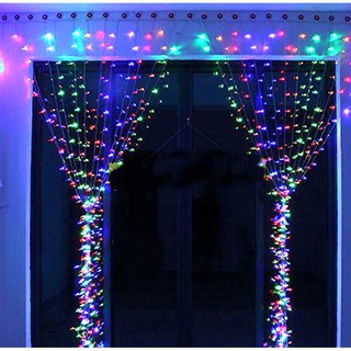 Đèn Rèm trang trí LED Hiệu Ứng Rèm Chảy Thác Đổ, Mưa Rơi rộng 3m * dài 3m Màu Trắng Vàng và Đổi Màu