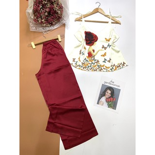 Bộ ống rộng vải lụa cao cấp