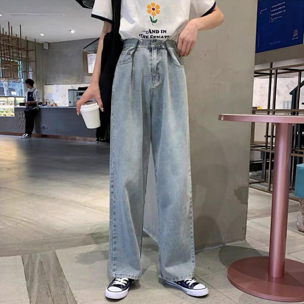 [HÀNG CAO CÂP] Quần Baggy Jean SEMI Ống Rộng Cạp Chỉnh Nút Gài Eo Ulzzang | BigBuy360 - bigbuy360.vn