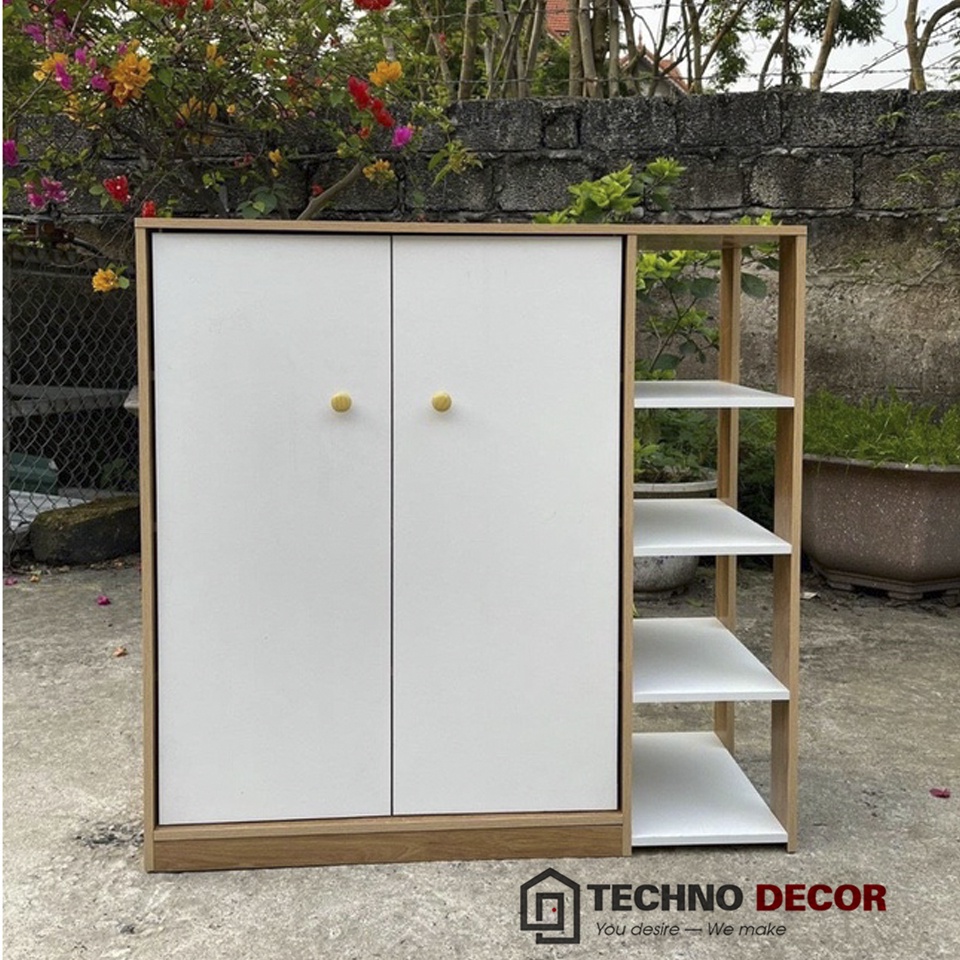 Tủ Giày Gỗ 2 Cánh Kệ Đựng Giày Dép Giá Rẻ Dễ Dàng Tháo Lắp Chống Mối Mọt TechnoDecor TG0012