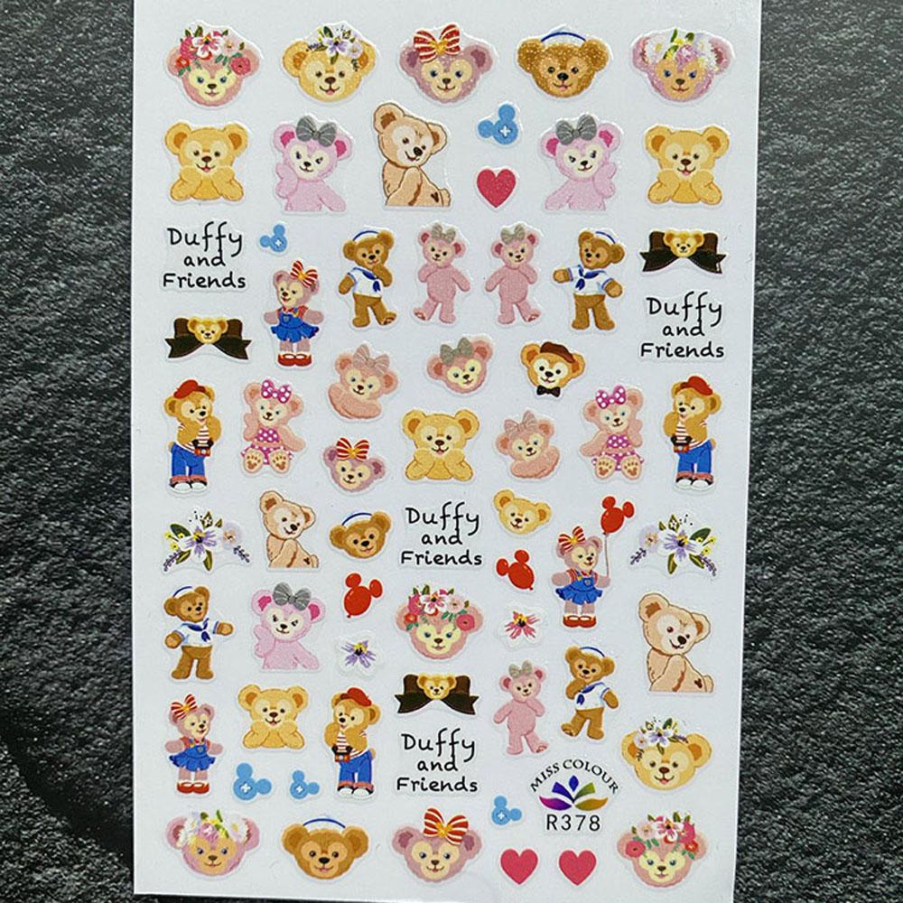 Miếng Dán Trang Trí Móng Tay Hình Gấu Duffy StellaLou 3D Xinh Xắn