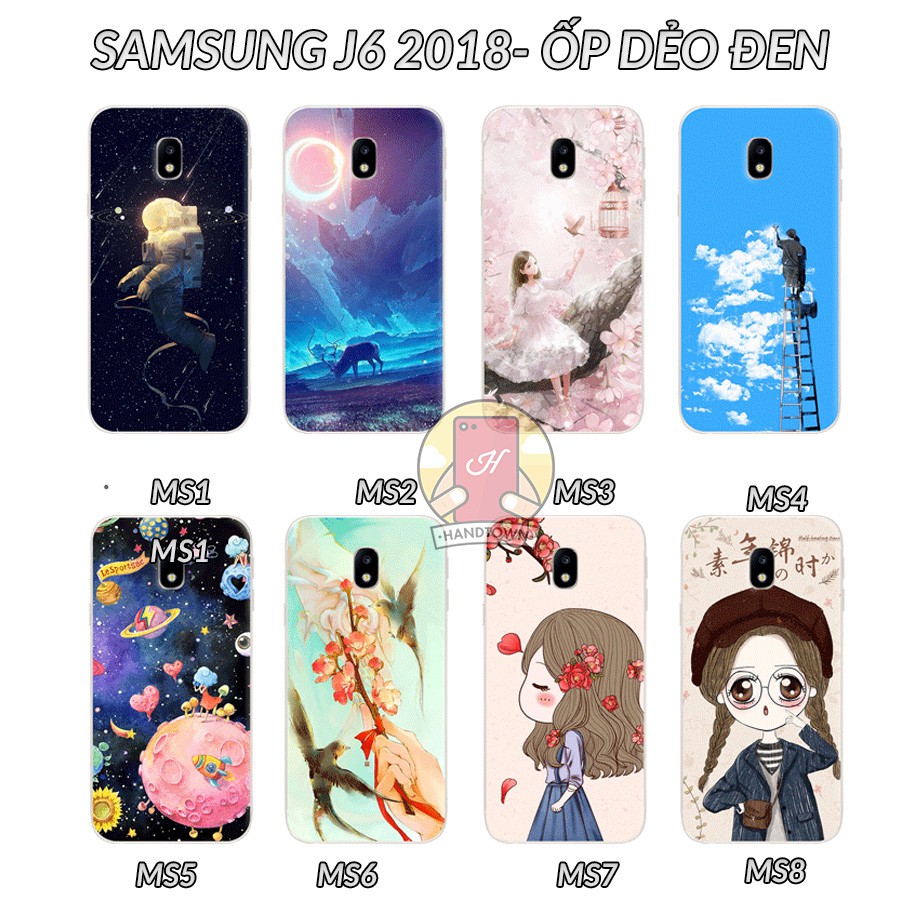 Ốp lưng Samsung J6 2018 dẻo đen in hình Phần A