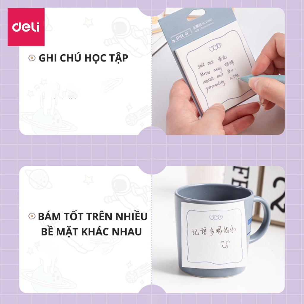 [Mã LIFEDE10 giảm 8% đơn 99K] Giấy nhớ giấy nhắn hình ngộ nghĩnh Deli - giấy note ghi chú - 1 tệp màu ngẫu nhiên - 21540