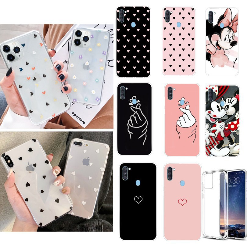 Ốp điện thoại trong suốt họa tiết trái tim cho Samsung Galaxy A11 A01 A20S A 11 01 20S A 11 01 20S 2020