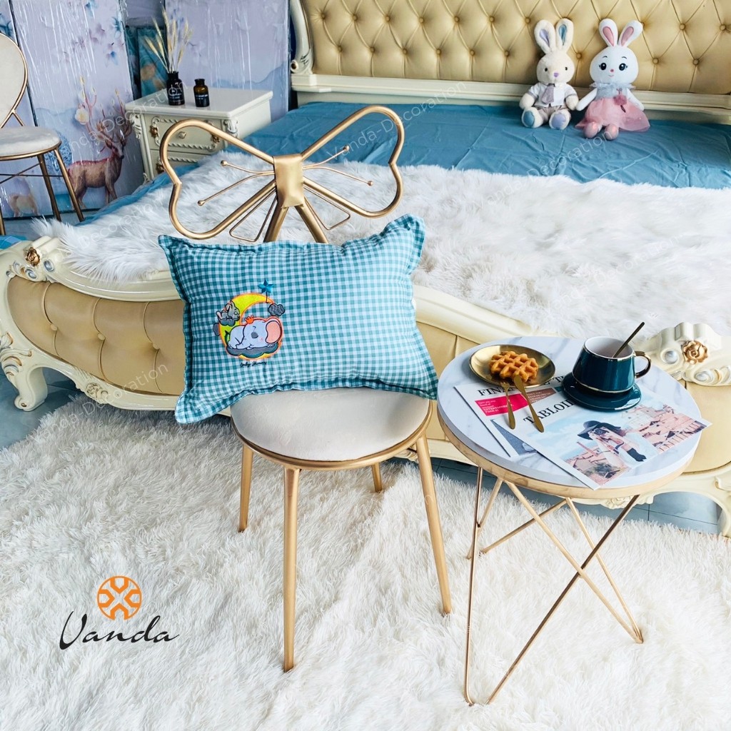 Ruột gối đầu bông gòn kháng khuẩn cao cấp kèm vỏ cotton thêu hình ngộ nghĩnh cho bé