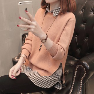 Áo Len Mix Sơ Mi Kẻ Caro