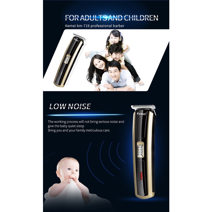 Máy cạo râu Kemei không dây 2 trong 1 có thể sạc lại và sử dụng pin AA với lưỡi cắt có thể tháo rời tiện dụng