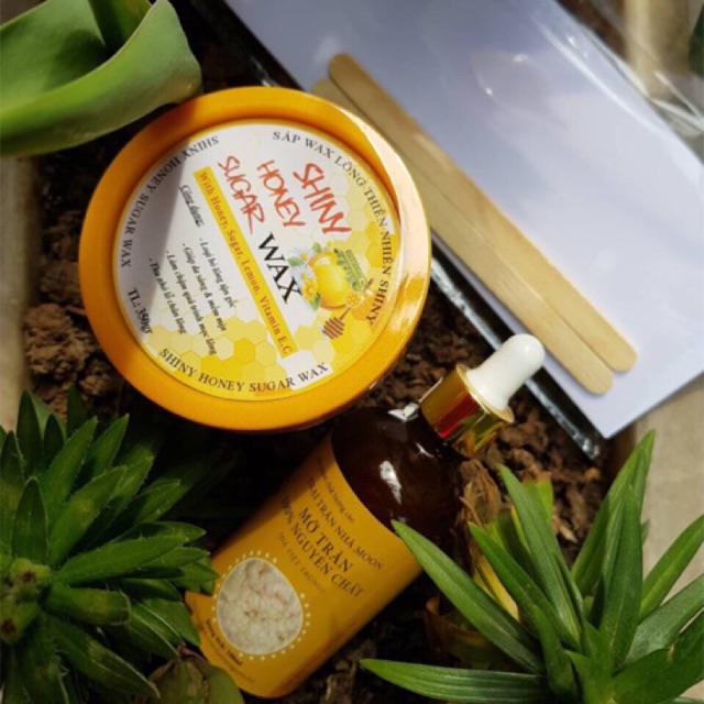 Combo sáp wax mật ong và mỡ trăn 100ml, giấy wax tặng kèm