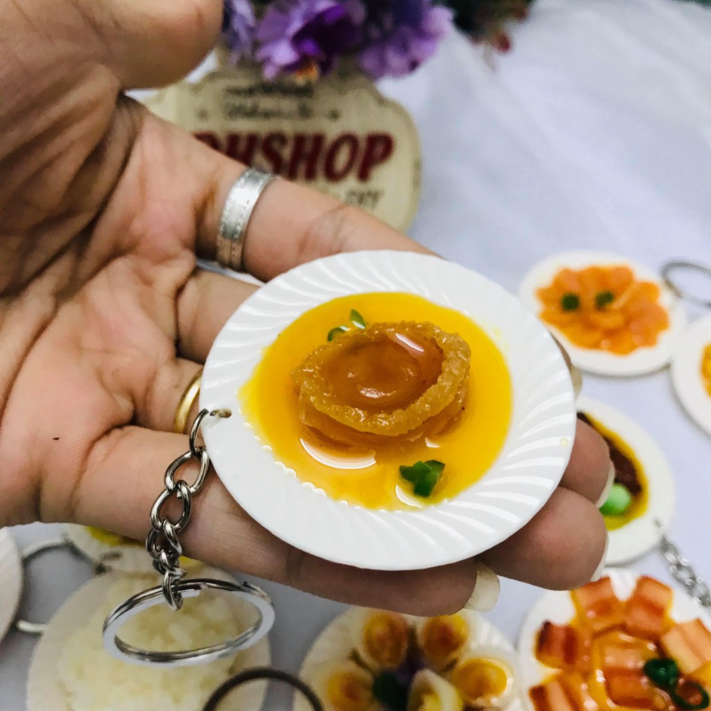 Móc khóa mô hình đồ ăn đĩa tròn đủ món ADHshop